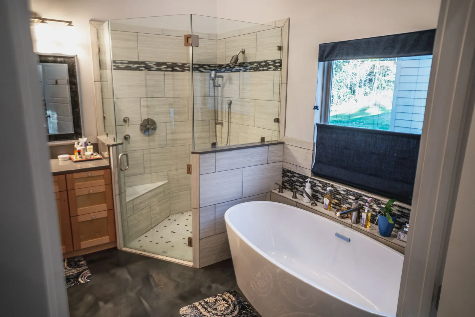 Custom bathroom with freestanding soaking tub